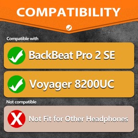 TRANSTEK Replacement Earpads Ear Cushion Compatible with BackBeat PRO 2 SE and Voyager 8200 UC I Thicker Memory Foam (Breathable Mesh)