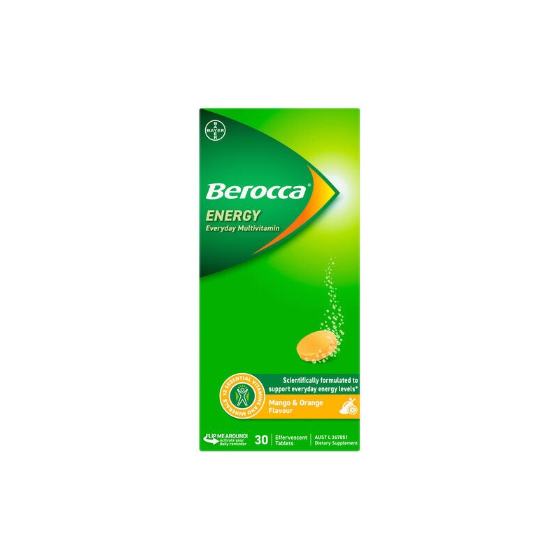 Berocca Energy Mango & Orange Effervescent Tablets 30 Pack