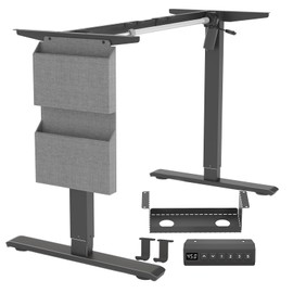 Standing Desk Frame, Stand up Desk Frame Workstation, Electric Adjustable Legs, 3 Memory Height Settings, with Cable Management Tray and Storage Bag, 2pcs Headphone Hook