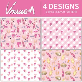 Vnaaem Girl Princess Wrapping Paper 12 Sheet Pink Girl Birthday Gift Wrap with Donut Plaid Folded Flat for Women Baby Shower Wedding Bridal Shower 19.6 X 27.8 Inch…