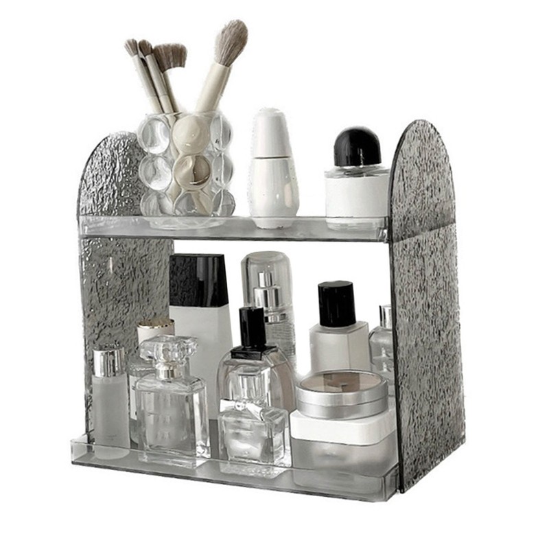 Double Layer Storage Shelf Large Capacity Fashionable 2 Tier Acrylic