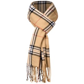 UMIPUBO Men's Scarves Classic Cashmere Wool Touch like Scarf Plaid Tartan Reversible Check Tassel Ends Solid Long Winter Scarf (G,One Size)