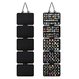 BYERUITE Hanging Enamel Pin Panels Display Pages with 5 Loose-leaf Board Pieces, Hanging Brooch Pin Organizer, Removable Badge Collection Display Holder (Pins Not Included)