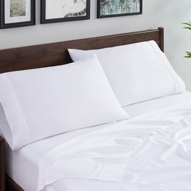 Aston & Arden Rayon Bed Sheet Set - 100% Rayon derived from Bamboo, Ultra Silky Luxury Sheets, Breathable, Absorbent Fabric, Cooling, Durable, Sustainably Sourced, Eco-Friendly, King, Bone White