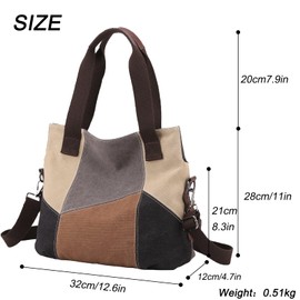 SIVENKE Women's Canvas Handbag Multi-Color Tote Hobos Shoulder Bag Cross Body Bag for Shopping Bag and Travel