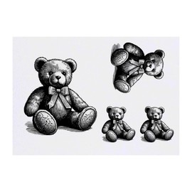 Azeeda 4 x 'Teddybär' Temporäre Tattoos - Wasserfest, Hautfreundlich & Ungiftig · Transfers in Verschiedenen Größen (TO00070436)