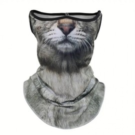 Unisex Bicycle Motorcycle UV Protection Sports Mask Scarf Face Cover C73 Grey Cat 2ea