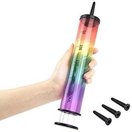 250ml Syringe Launcher Applicators Lube Tube,Oil Shooter Launcher,Health Care Aid Tools,With Scales Smooth Rounded Tip & Cap Syringe (Multicolor)