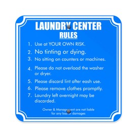Aluminum Square Metal Sign Multiple Sizes Follow Rules for Better Laundry Room Business B Blue Workplace All Over Weatherproof Street 12x12Inches