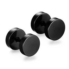 Earrings Men Studs Stainless Steel Circle Earrings Dumbbell Earrings (Style1, One size)