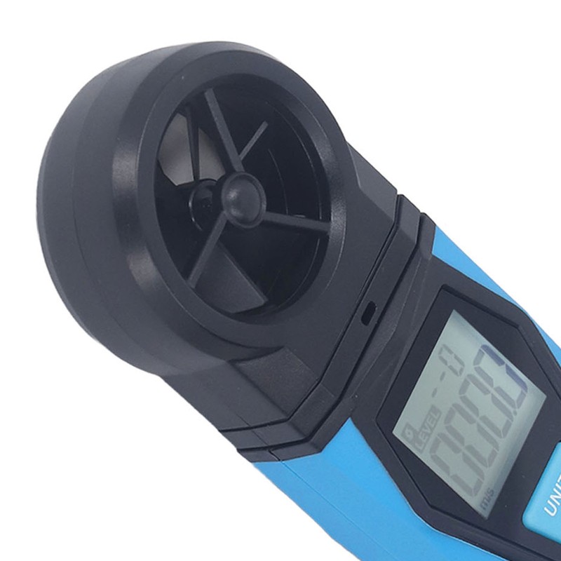 Handheld Anemometer 180° Fan Rotation LCD Digital Display Temperature Humidity