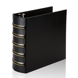 LETVPVOW Vintage Hardback 3 Ring Binder 3 Inch, Professional Leather Binder 3 Ring, D Ring Binders Fits 8.5 x 11, Three Ring Binders for Photo Album, Home, School and Office Supplies- Black