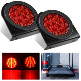 Nilight 4Inch Round Trailer Tail Light with flush Mount Grommets Plugs w/Mounting Brackets 2PCS Red Waterproof Stop Brake Turn Lights for RV Truck