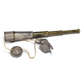 Antique Brass Telescope with Leather Cover Cap Optics High Magnification Handheld Navigation Vintage Spyglass Captain Hiking Gifts