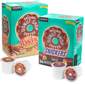 SCS Direct The Original Donut Shop Snickers and Twixx Favored K-Cup Variety Value Pack - 48 Cups Total (24 each) - Light Roast, Compatible with all Kcup Keurig Single Serve Brewers
