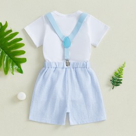 Baby Boy First Birthday Outfit 1 GOLF Short Sleeve Romper Suspender Striped Shorts One Year Old Birthday Clothes (White, 12-18 Months)