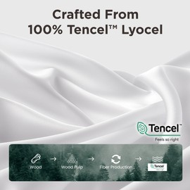 Sophia & William 100% Tencel Lyocell Queen Sheet Set - 4 Pieces, Extra Soft and Cooling Bed Sheet Set Derived from Eucalyptus, White - with 2 Pillowcases & 1 Deep Pocket Fitted Sheet