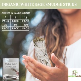 Soul Sticks 4 Inch 6 Pack White Sage Smudge Sticks Bulk with Starter Guide | Smudge Sticks Bulk | Sage for Cleansing House | White Sage for Smudging and Negative Energy Yoga | California Sage Bundles