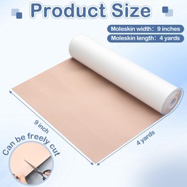 Geiserailie Jumbo Moleskin Padding Roll Moleskin for Feet Adhesive Pads Blister Prevention Tape Soft Adhesive Skin Patch for Feet, Skin, Shoes, Body(9 Inch X 4 yd)