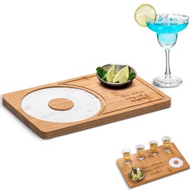 USEEKRIL Dual-Side Bamboo Margarita Salt Rimmer Set,Salt&Sugar Rimmer for Cocktails Drinks,Back Board for Tequila Cocktail Glass Rimmer Tools for Bartenders,Home Bar,Parties