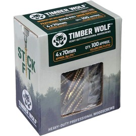 Timber Wolf TW40070 Woodscrews - 4.0 x 70mm - Box of 100, Zinc & Yellow (Gold)