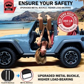 moveland 2 x Roll Bar Grab Handles with Light - Paracord Grip Handle with Light Bar for Jeep Wrangler CJ YJ JK JL Gladiator JT UTV Polaris RZR 2.0”-4.0” Roll Cage - Rechargeable Dome Light (Green)