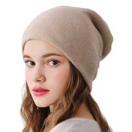 WaySoft Aspen 100% Pure Cashmere Ski Snow Winter Beanie Double Layer Knit Beanie for Men and Women (Light Camel)