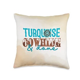 Cowhide & Done Western Life Country Farm Life Item Turquoise Cowhide & Done Western Country Farm Life Throw Pillow, 16x16, Multicolor
