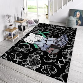 Hypebeast Area Rug Cartoon Character Pattern Rug 3D Digital Print Carpet Cool Hypebeast Room Decor Rugs Modern Graffiti Art Pop Rug for Living Room Bedroom Playroom Entrance Non-Slip Floor Mat 5' x 7'