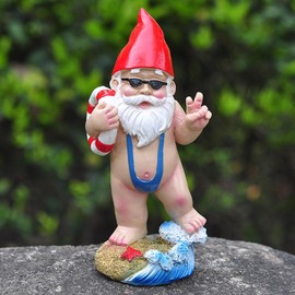 Garneck Funny Garden Resin Gnome Ornament Garden Gnome Figurine Cartoon 3D Bikini Dwarf Doll Model Statue Photo Prop Outdoor Art Craft Sculpture for Home Patio Lawn Garden Gnome Statue Craft