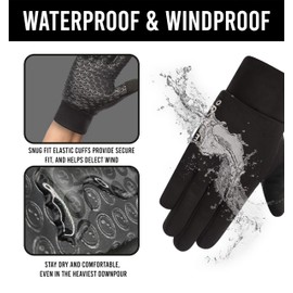 Optimum Aqua Waterproof Thermal Gloves - Touchscreen Sensitive - Warm Padded, Anti Slip Palm Grip & Lightweight Design - Versatile for Cold Weather for Cycling, Running, Hiking, Dog Walking & Trekking