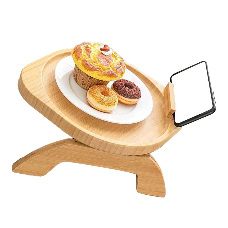 Couch Tray Burlywood Bamboo Folding Sofa Arm Clip Table for