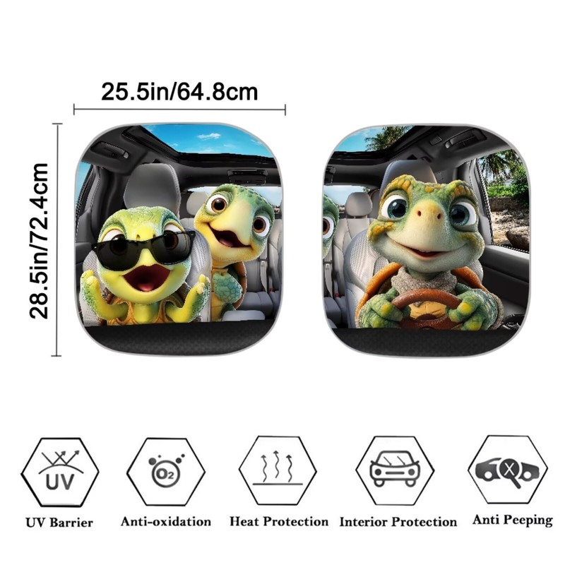 TSVAGA Sea Turtle Windshield Sun Shade 2-Piece Foldable Car Front