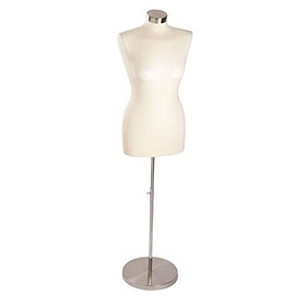 Economy Female Off-White Pinnable Jersey Torso Dressmaker Body Form - Includes Base, Form, and Finial (Shoulder: 15", Bust: 36", Waist: 26½", Hips: 35")