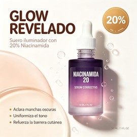Sérum Facial Hidratante 20% Nicotinamida con Ácido Hialurónico, 30ml (2PC) Niacinamida 20%, Uso Facial，Textura ligera, Absorción Rápida y Fórmula Suave Apta Para Todo Tipo de Piel.