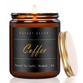Putart Coffee Highly Scented Candle for Home, 9oz Natural Soy Aromatherapy Non Toxic Candles with Essential Oil, Home Fragrance Stress Relief & Meditation Jar Candles Gifts for Women & Men