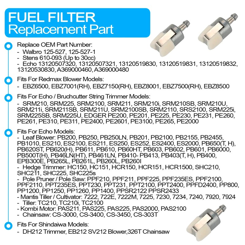 10x Fuel Filter Compatible with REDMAX EBZ6500 EBZ8500 EBZ7500RH EBZ8500RH