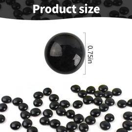 HUIANER Flat Glass Marbles 1lb, 100PCS Black Flat Gems Glass Beads for Vase Filler Garden Aquarium Fish Tank Pebbles Table Floral Decoration