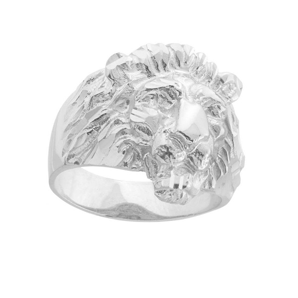 Claddagh Gold Fine 925 Sterling Silver Textured Band Lion Head