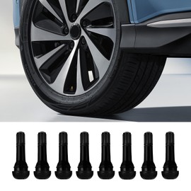 RGOAANC TR414 8 PCS Tire Valve Stem, Brass Stem, 90 Degree Angled Snap-in Black Rubber Base, Black Standard Length Replacement Tire Valve Stems for Car Tubeless Rim Holes Replacement (TR414)