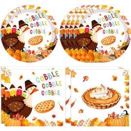 40pcs Turkey Thanksgiving Party Supplies Kit, Autumn Disposable Dinnerware Includes, Dessert Plates, Napkins for Fall party Decorations, Serve 20
