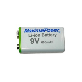 MaximalPower Non-OEM 9-Volt Li-Ion Rechargeable Battery HIGH CAPACITY 600mAh 9V Block