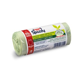 DOMOPAK SPAZZY Saccoverde Nettezza Bags With Handles - 100% Biodegradable - Homemade 20 Lt - Transparent - 1 Pack of 15 Pieces, Transparent