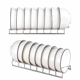 MINGFANITY Small Bowl Drainer,Stainless Steel Bowl Drying Rack for Kitchen Counter Organizer Storage, Storage Shelf, Chrome (2 Bowl Racks)