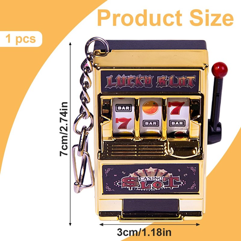 WUSJCOF Mini Slot Machine Keychain, Mini Casino Lucky Charm Jackpot