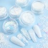 White Snowflakes Nail Glitter Sequins Holographic Snowflakes Nail Powder 3D