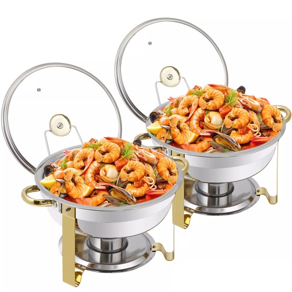 Segawe 2 Pack Chafing Dish Buffet Set Round w/ Glass