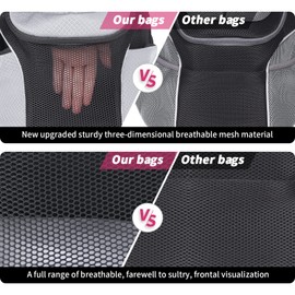 WOYYHO Pet Dog Carrier Backpack Small Dog Front Backpack Ventilated Mesh Dog Travel Back Pack with Safety Belt for Travel Hiking Cycling Outdoor Use (M (5-9 lbs), Grey)