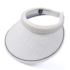 COSTOYFUN Womens Sun Visor Hat Large Brim Pearl Summer Beach Hats for Women Travel Outdoor Sports Hat UPF 50+