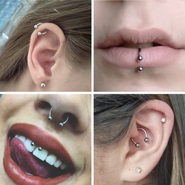 8pc 1mm 18g Gold Surgical Stainless Steel Horseshoe Bar Hoop 3mm Ball Circular Barbells Earrings Cartilage Helix Septum Nose Lip Rings - 8mm